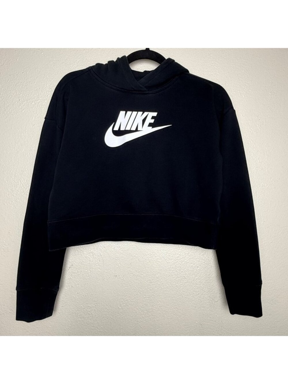 Nike Women’s Black Cropped Pullover Athletic Sweatshirt Hoodie Sz XL